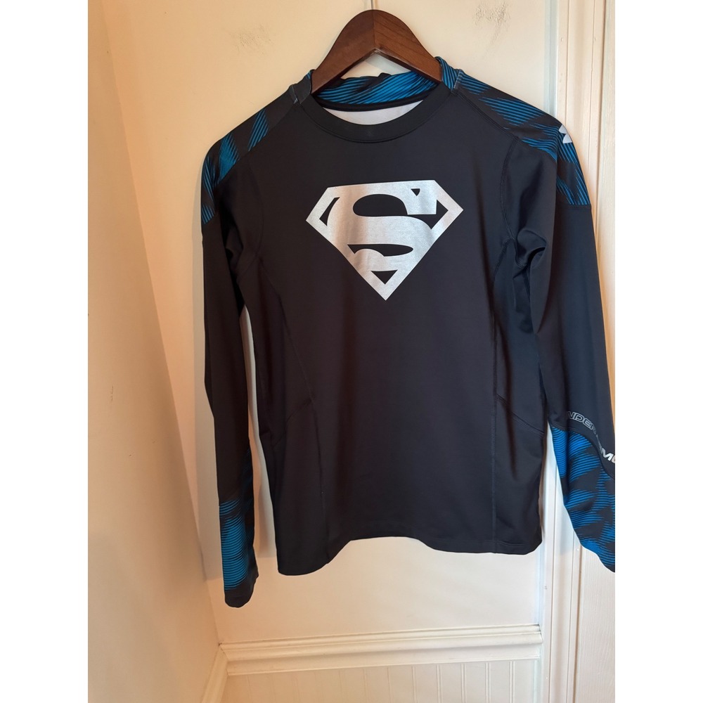 Under Armour Kids Superman ColdGear Long Sleeve Fitted Shirt Black Blue YXL
